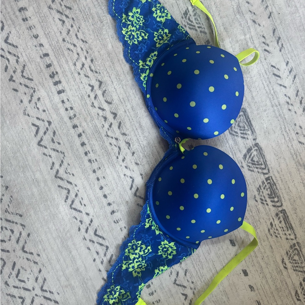 Blue and Green Polka Dot Victoria Secret Bra